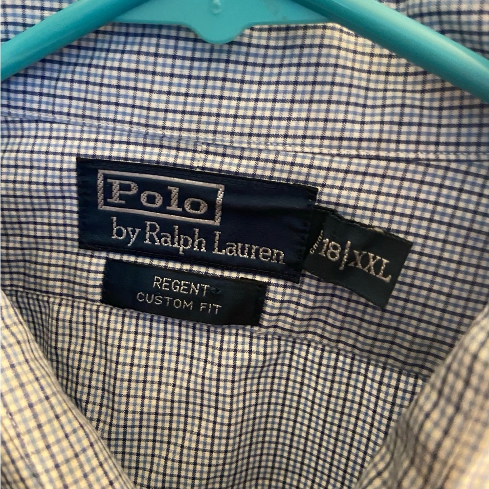 Polo Ralph Lauren Regent Custom Fit Dress Shirt Men’s XXL – Blue Plaid